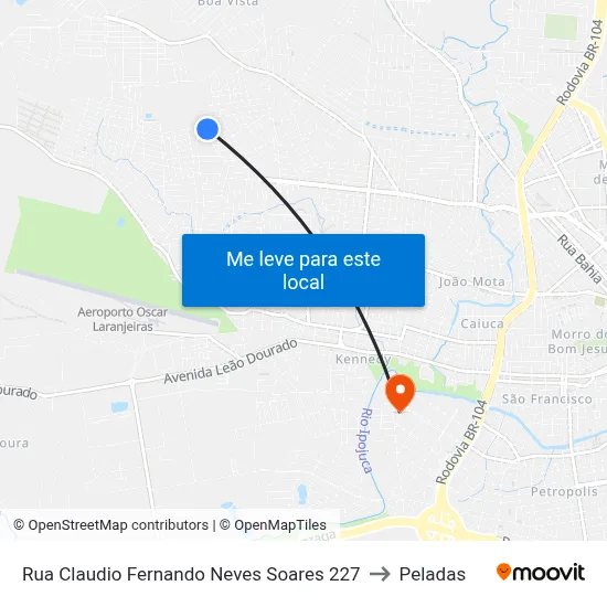 Rua Claudio Fernando Neves Soares 227 to Peladas map
