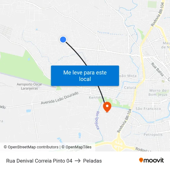 Rua Denival Correia Pinto 04 to Peladas map