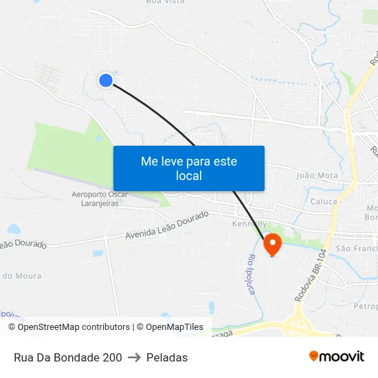 Rua Da Bondade 200 to Peladas map