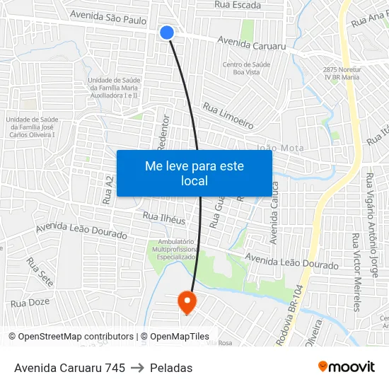 Avenida Caruaru 745 to Peladas map