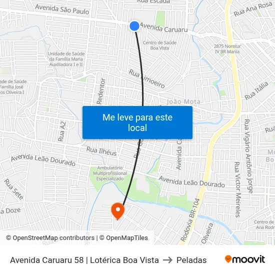 Avenida Caruaru 58 | Lotérica Boa Vista to Peladas map