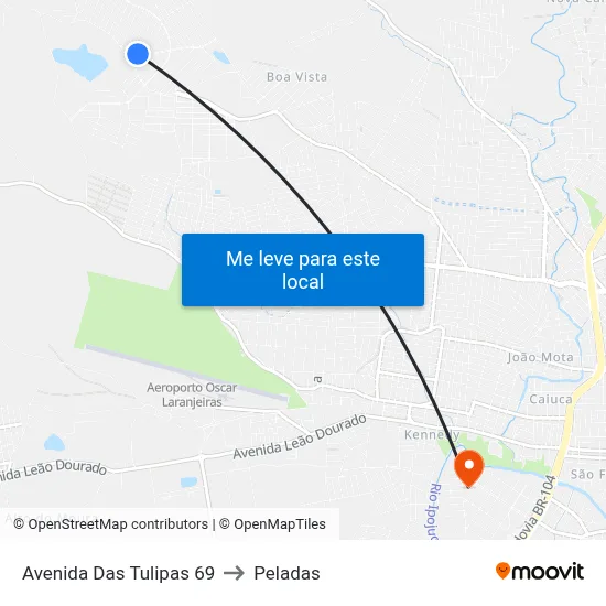 Avenida Das Tulipas 69 to Peladas map