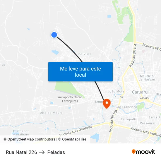 Rua Natal 226 to Peladas map