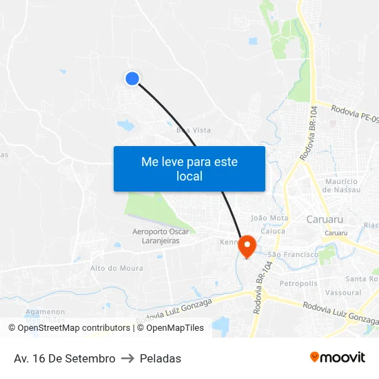 Av. 16 De Setembro to Peladas map
