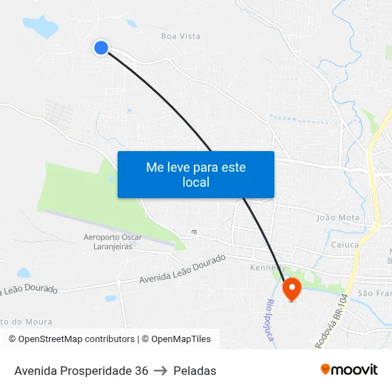 Avenida Prosperidade 36 to Peladas map