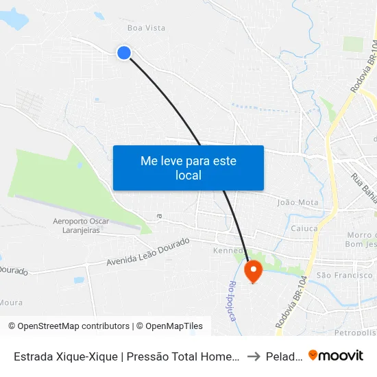 Estrada Xique-Xique | Pressão Total Home Center to Peladas map