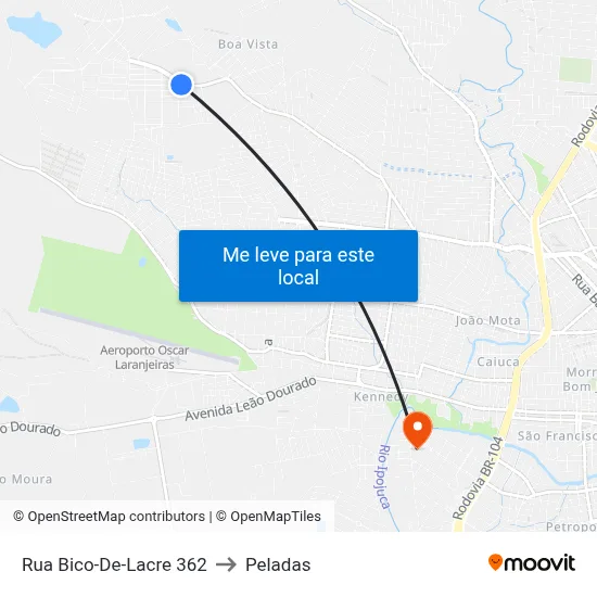 Rua Bico-De-Lacre 362 to Peladas map