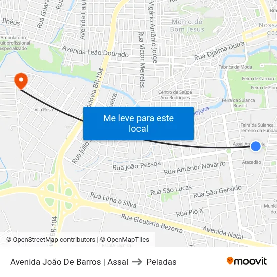 Avenida João De Barros | Assaí to Peladas map