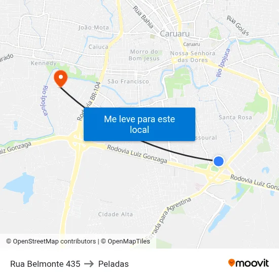 Rua Belmonte 435 to Peladas map