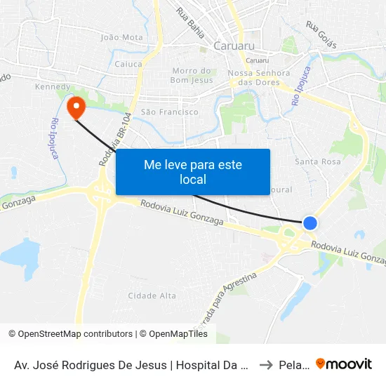 Av. José Rodrigues De Jesus | Hospital Da Mulher Do Agreste to Peladas map