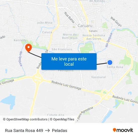 Rua Santa Rosa 449 to Peladas map