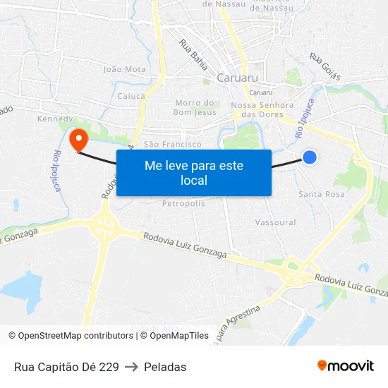 Rua Capitão Dé 229 to Peladas map