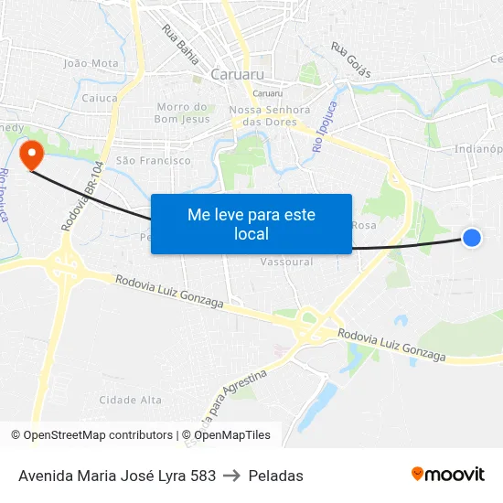 Avenida Maria José Lyra 583 to Peladas map