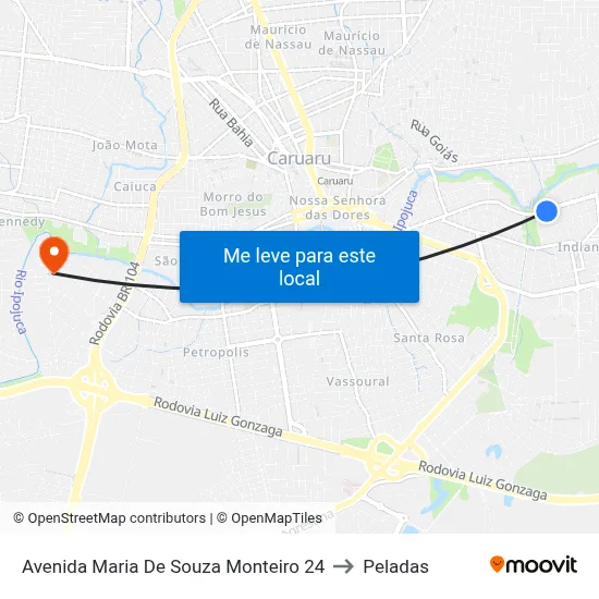 Avenida Maria De Souza Monteiro 24 to Peladas map