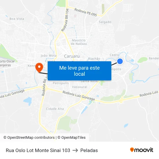 Rua Oslo Lot Monte Sinai 103 to Peladas map