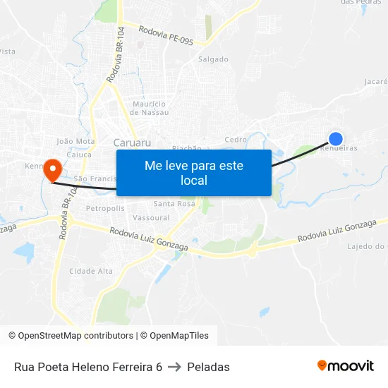 Rua Poeta Heleno Ferreira 6 to Peladas map