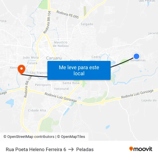Rua Poeta Heleno Ferreira 6 to Peladas map