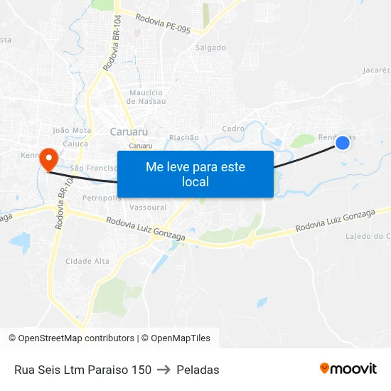 Rua Seis Ltm Paraiso 150 to Peladas map