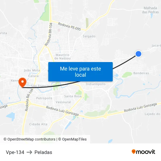 Vpe-134 to Peladas map