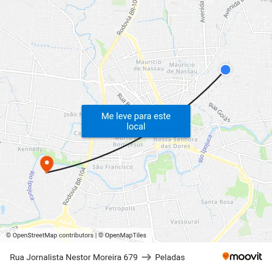 Rua Jornalista Nestor Moreira 679 to Peladas map