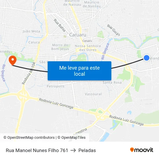 Rua Manoel Nunes Filho 761 to Peladas map