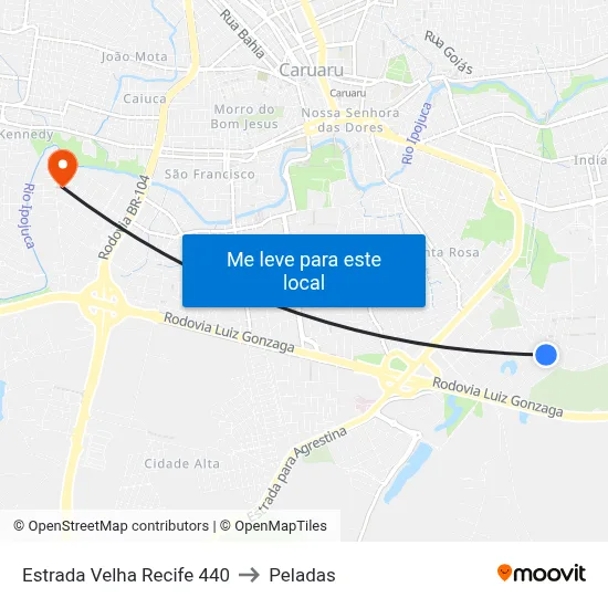 Estrada Velha Recife 440 to Peladas map