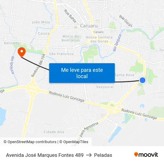 Avenida José Marques Fontes 489 to Peladas map