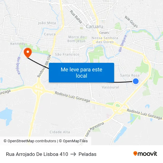 Rua Arrojado De Lisboa 410 to Peladas map
