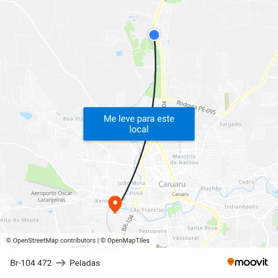Br-104 472 to Peladas map
