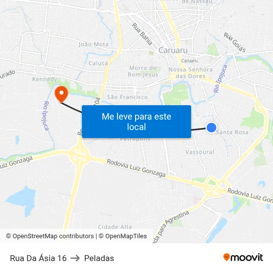 Rua Da Ásia 16 to Peladas map