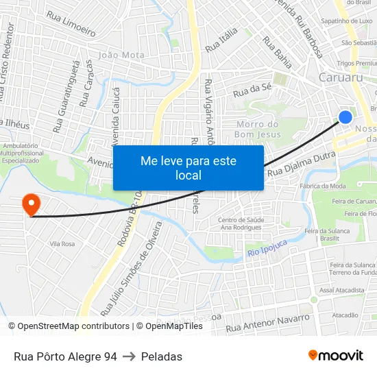 Rua Pôrto Alegre 94 to Peladas map