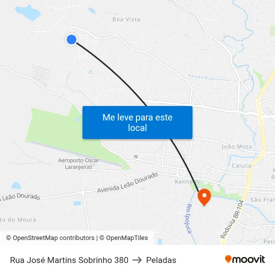 Rua José Martins Sobrinho 380 to Peladas map