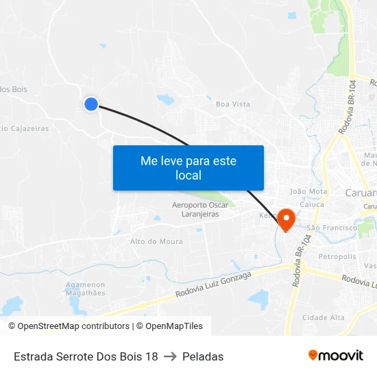 Estrada Serrote Dos Bois 18 to Peladas map