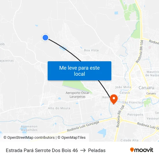 Estrada Pará Serrote Dos Bois 46 to Peladas map