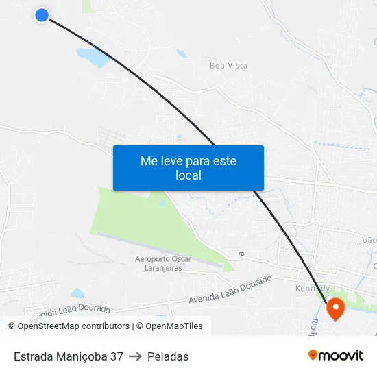 Estrada Maniçoba 37 to Peladas map