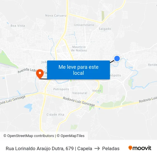 Rua Lorinaldo Araújo Dutra, 679 | Capela to Peladas map