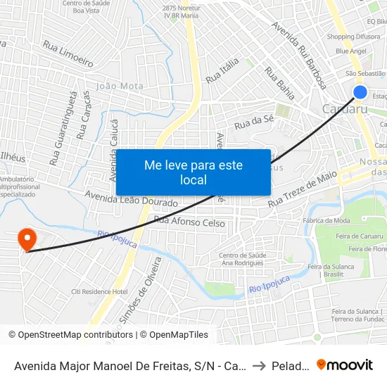 Avenida Major Manoel De Freitas, S/N - Caruaru to Peladas map