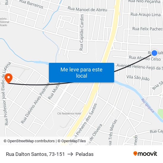 Rua Dalton Santos, 73-151 to Peladas map