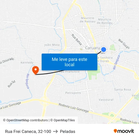 Rua Frei Caneca, 32-100 to Peladas map