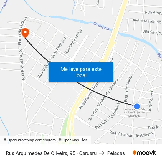 Rua Arquimedes De Oliveira, 95 - Caruaru to Peladas map