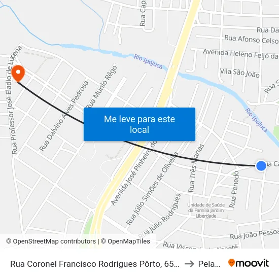 Rua Coronel Francisco Rodrigues Pôrto, 65 - Caruaru to Peladas map