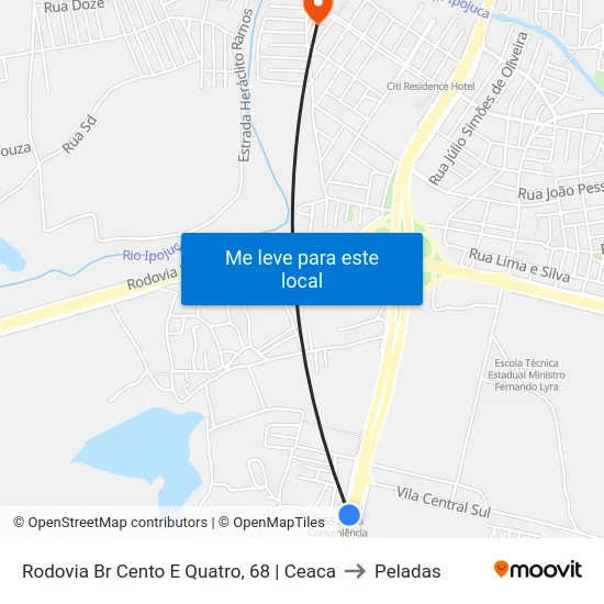Rodovia Br Cento E Quatro, 68 | Ceaca to Peladas map