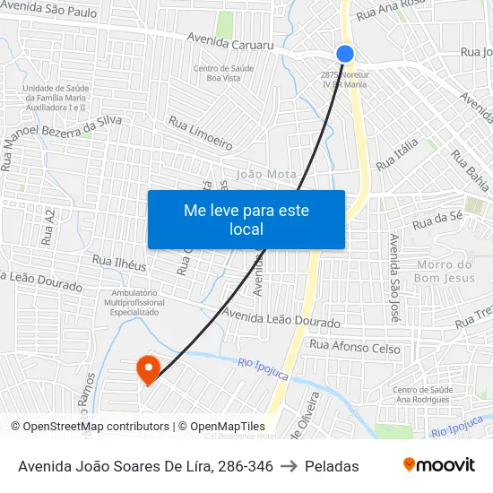 Avenida João Soares De Líra, 286-346 to Peladas map