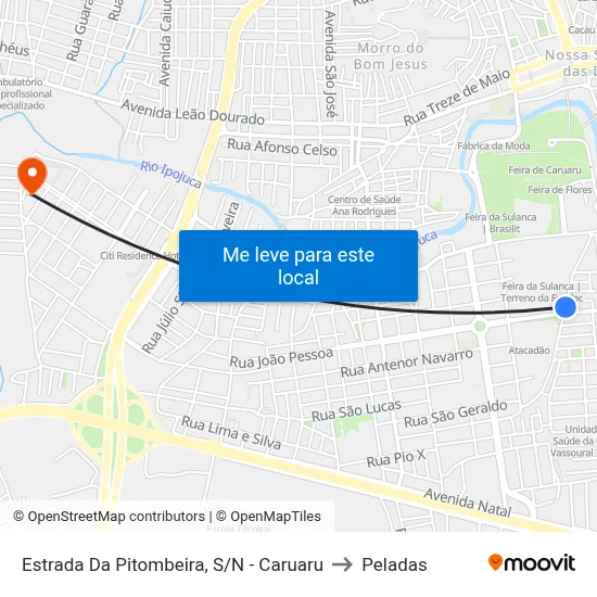 Estrada Da Pitombeira, S/N - Caruaru to Peladas map