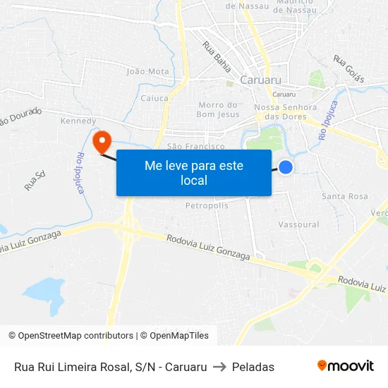 Rua Rui Limeira Rosal, S/N - Caruaru to Peladas map