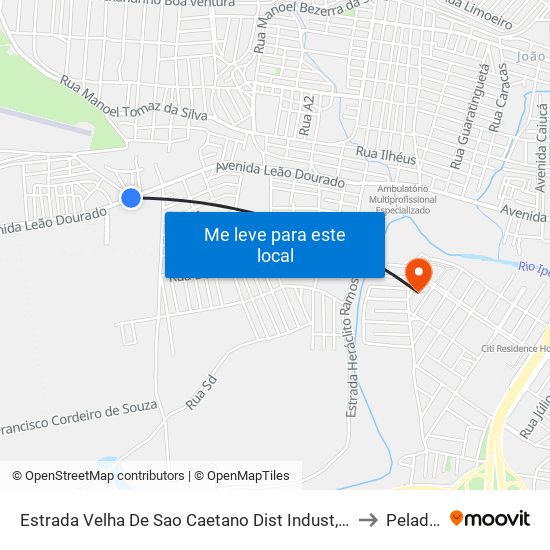 Estrada Velha De Sao Caetano Dist Indust, 1000 to Peladas map