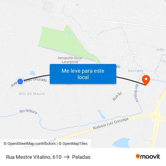 Rua Mestre Vitalino, 610 to Peladas map