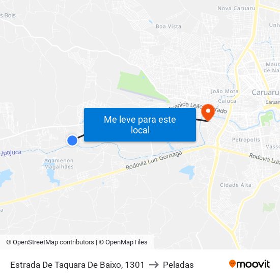 Estrada De Taquara De Baixo, 1301 to Peladas map