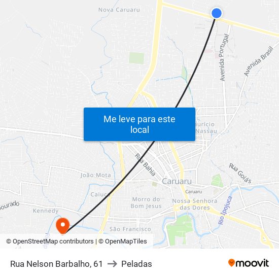 Rua Nelson Barbalho, 61 to Peladas map