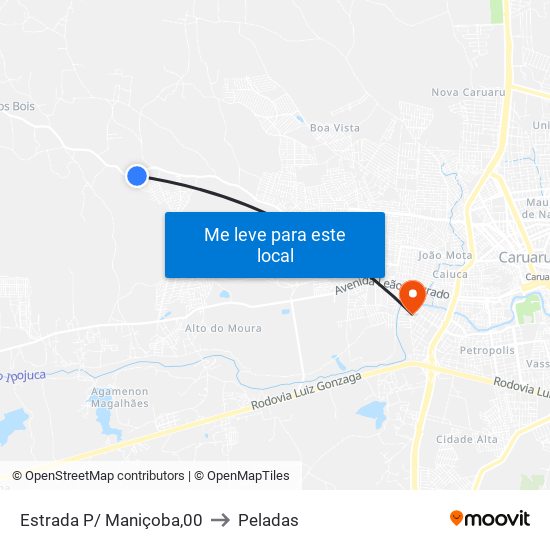 Estrada P/ Maniçoba,00 to Peladas map